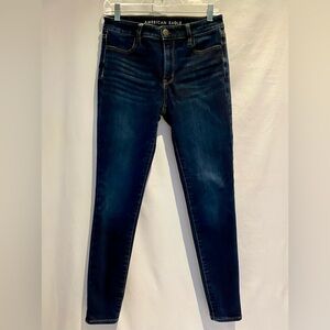 American Eagle Dark Wash Hi-Rise Stretch Jeggings, size 8L